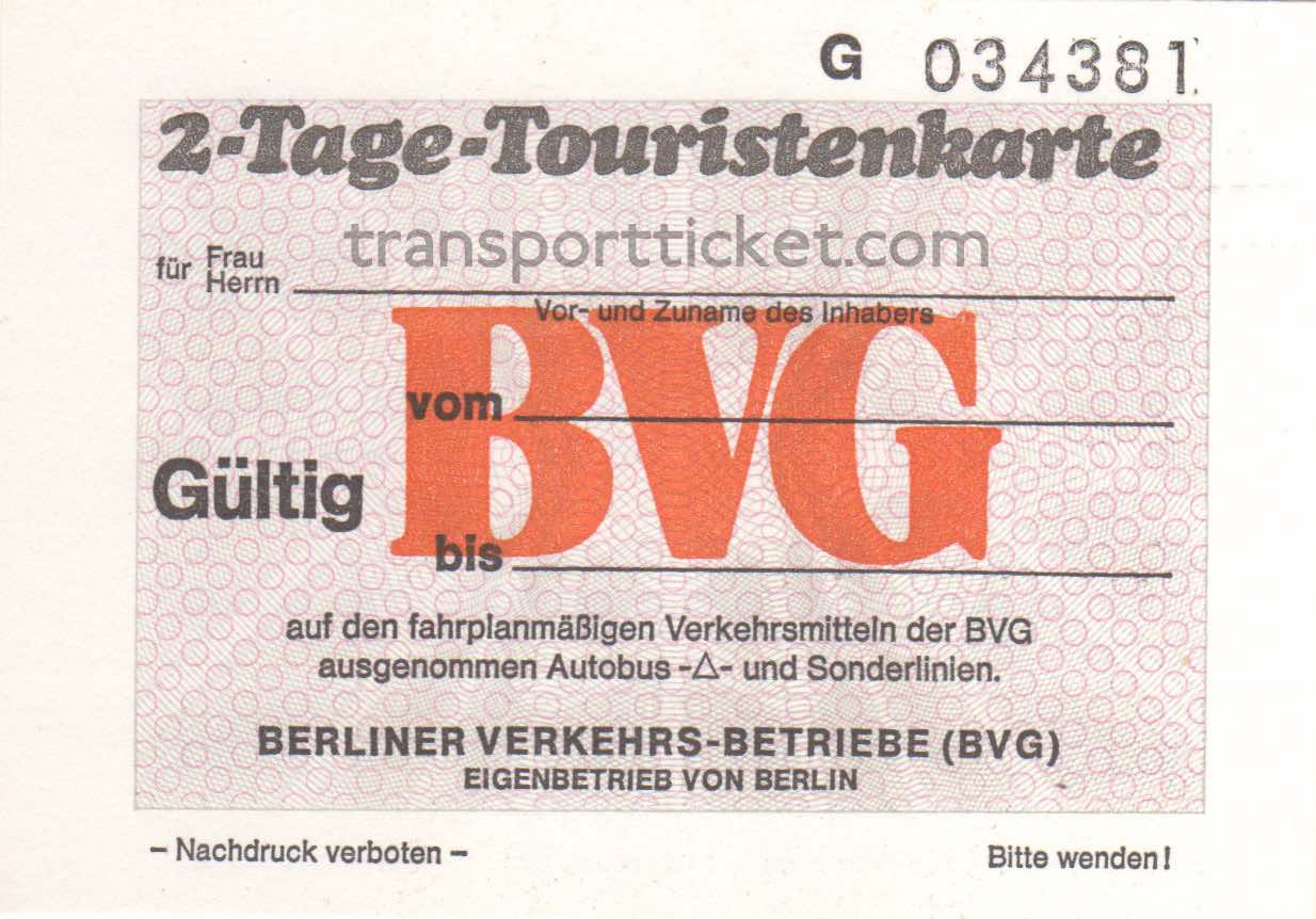BVG 2-dayticket (1987)