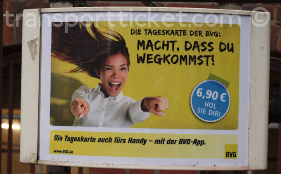 ad for a BVG dayticket at a busstop (2015)