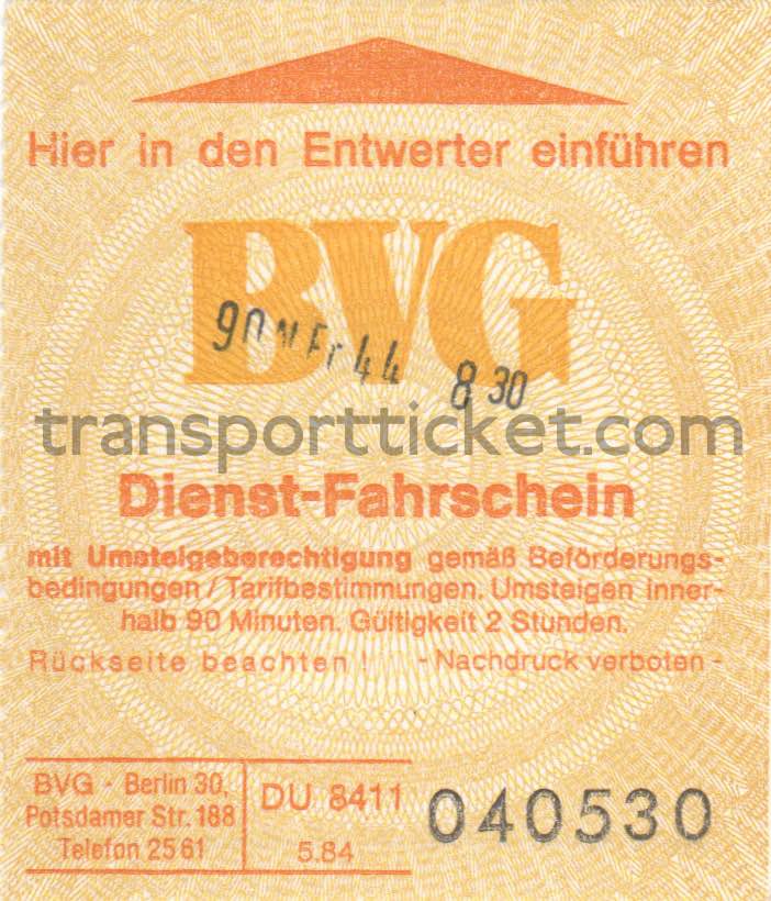BVG service ticket (1984)