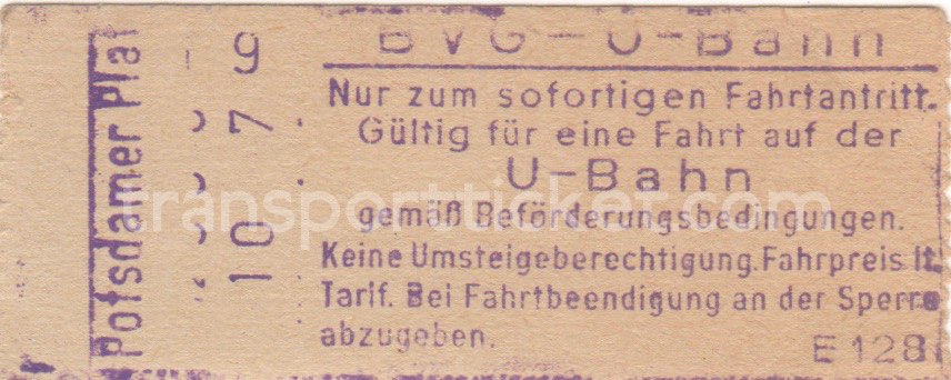 BVG Ost single ticket (1961)