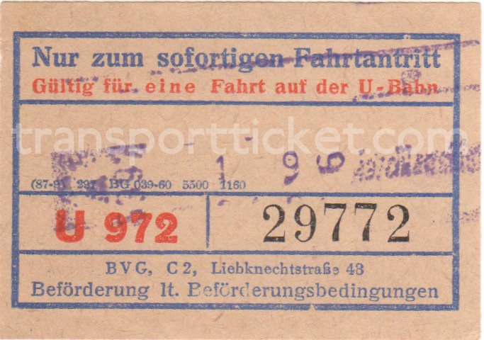 BVG Ost single ticket (1964)