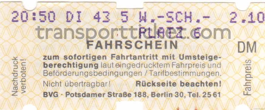 BVG single ticket (1985)