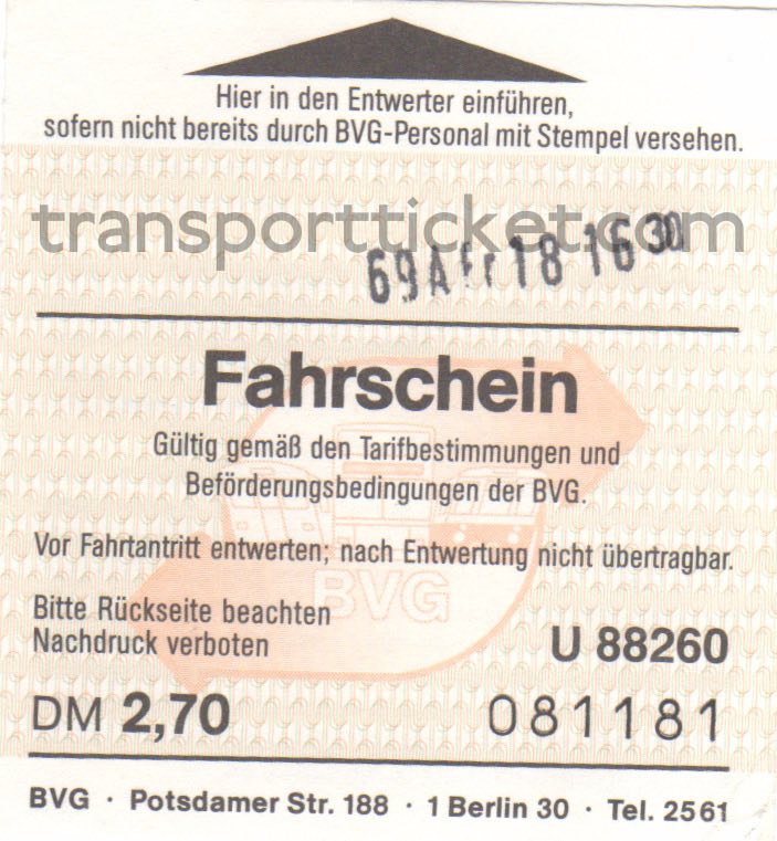 BVG single ticket (1988)