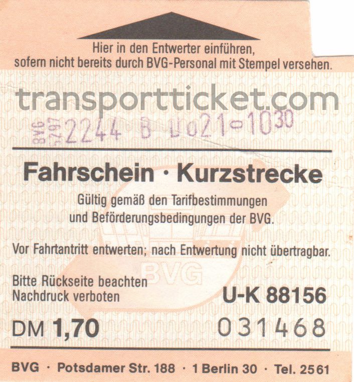 BVG single ticket (1989)