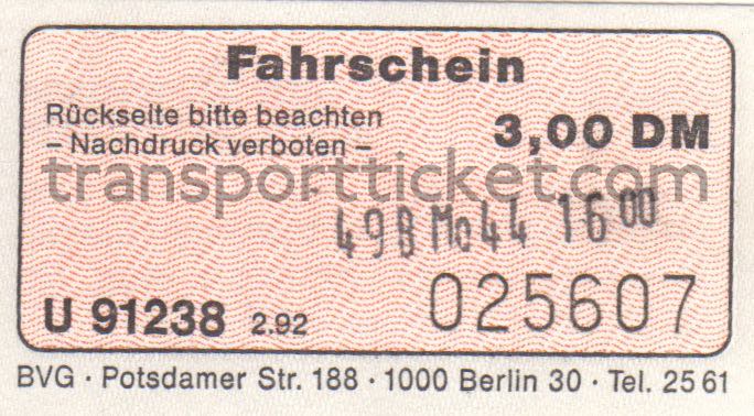 BVG single ticket (1992)