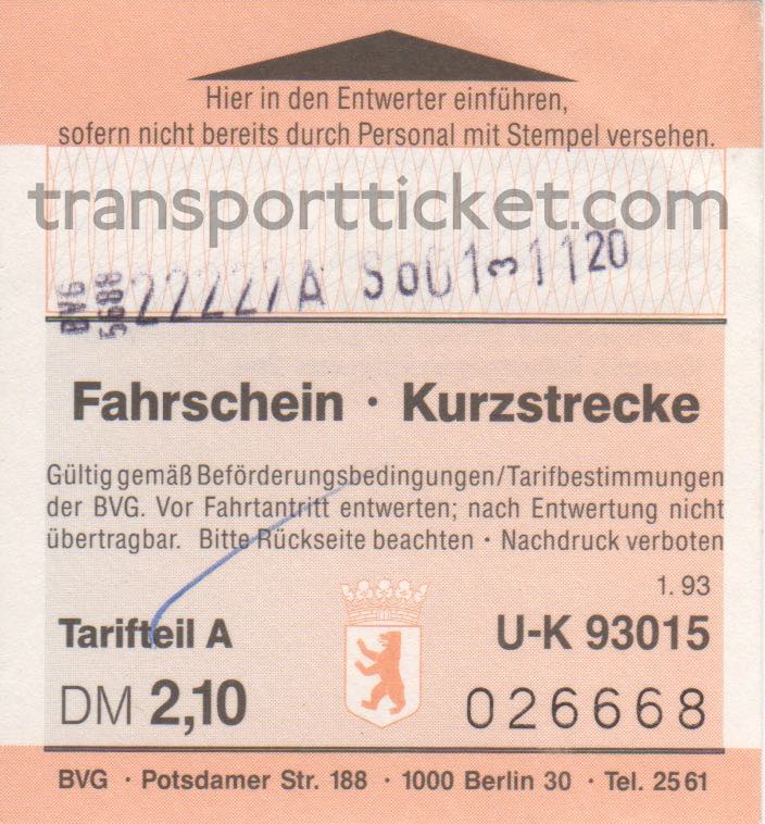 BVG single ticket (1993)