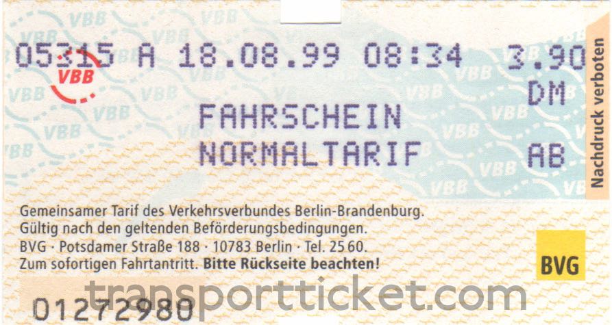 BVG single ticket (1999)