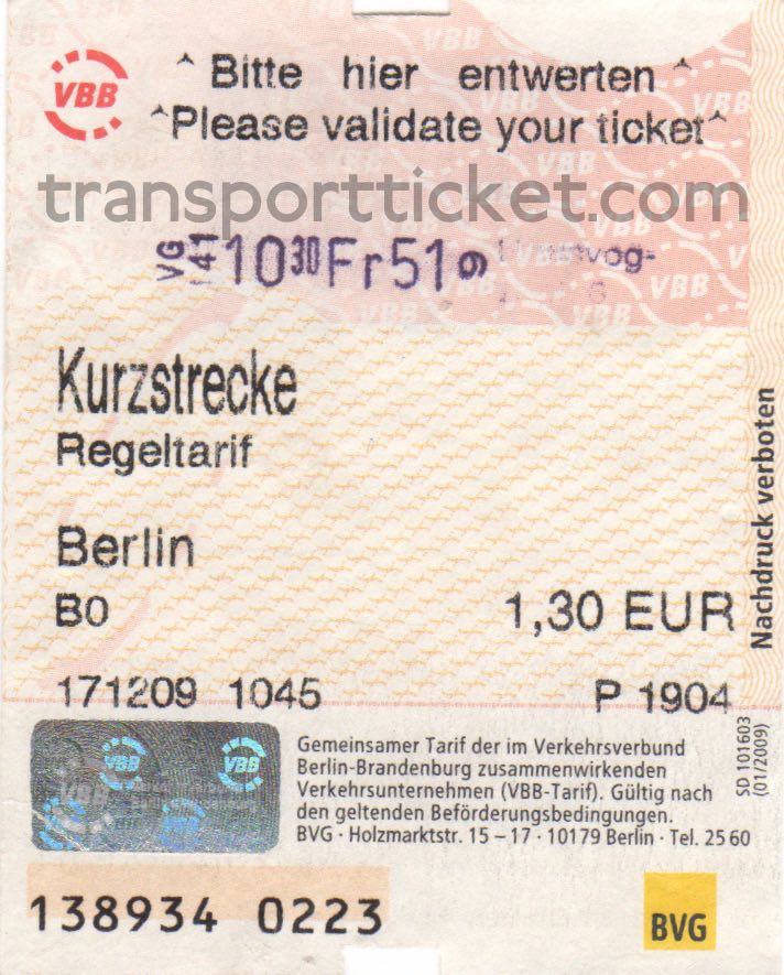 BVG single ticket (2009)