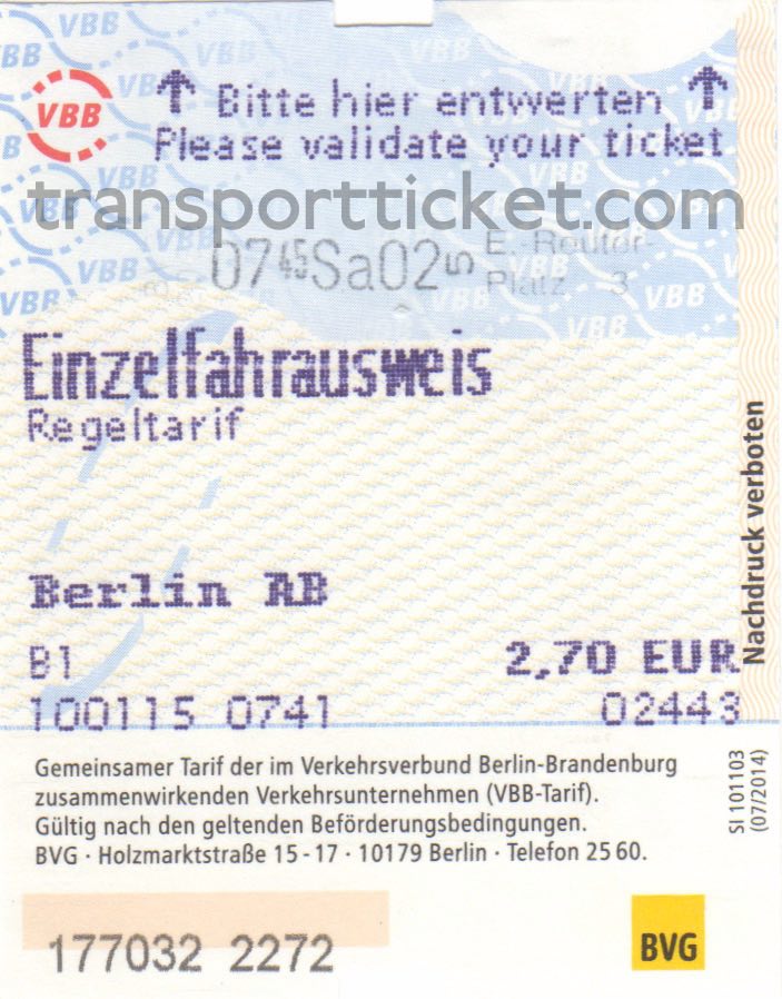 BVG single ticket (2015)