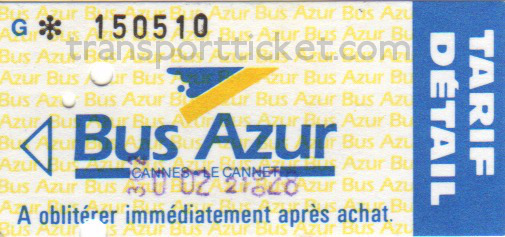Bus Azur bus ticket (front)