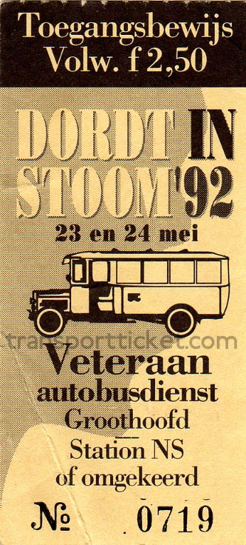 'Dordt in Stoom' entrance ticket and SVA bus ticket (1992)