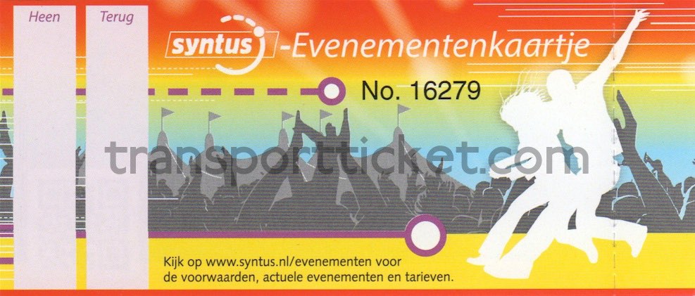 Syntus bus ticket for events, fare depends on the event