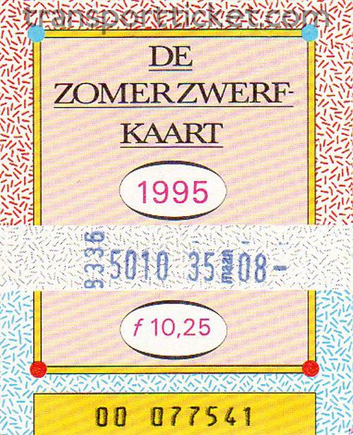 Zomerzwerfkaart, reduced fare (1995)