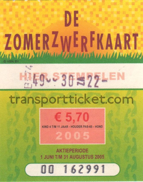 Zomerzwerfkaart, reduced fare (2005)