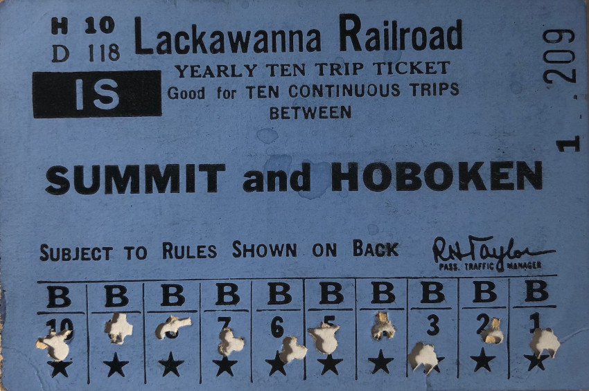 Lackawanna Railroad 10 trip ticket between Summit and Hoboken (1960)